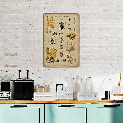 Miniatura 7 de Póster de abejas, póster de abejas, ilustración de abejas, impresión de abejas, regalo de abejas, arte de pared de miel, letrero de metal para