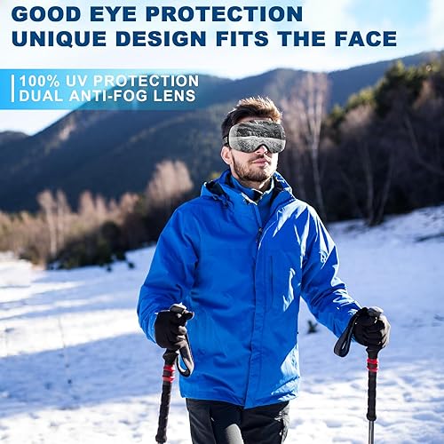 Miniatura 5 de LAVOLLY Gafas de esquí de snowboard para adultos, 100% protección UV antivaho gafas de nieve