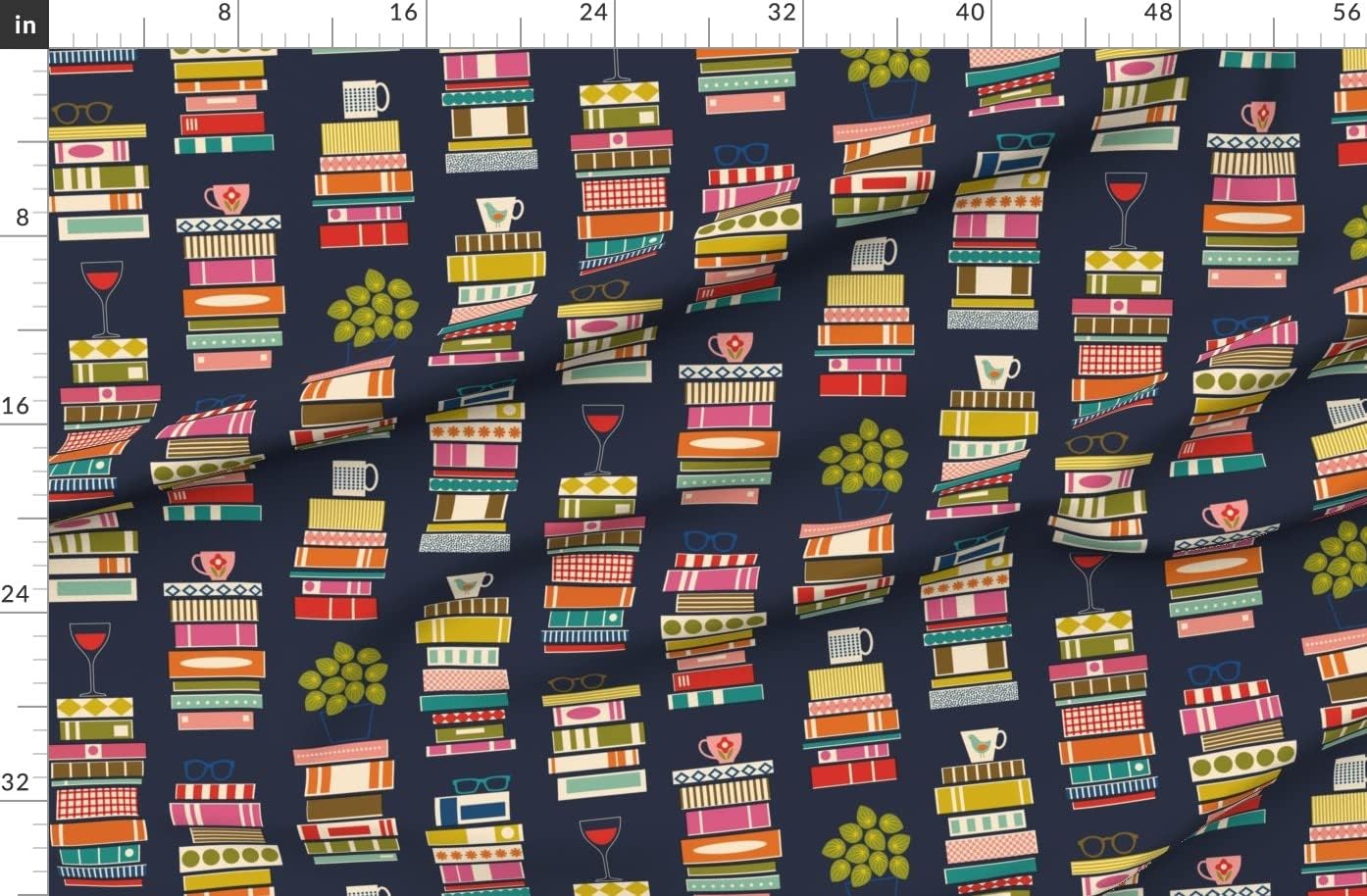 Spoonflower Fabric - Reading Books Hygge Printed on Organic Cotton Sateen Fabric by The Yard - Sewing Quilting Apparel Home Decor