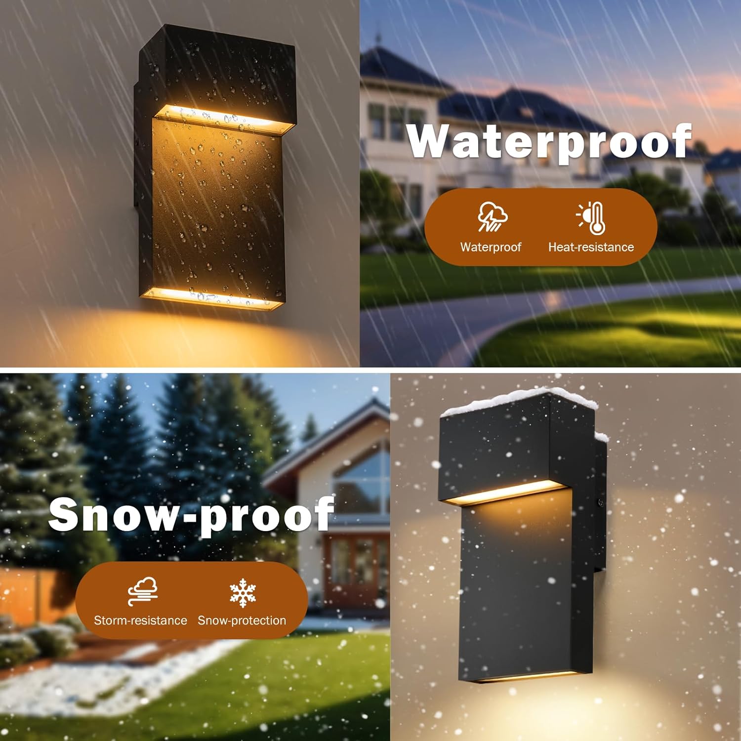 2-Pack Modern Outdoor Wall Sconces, Compact Exterior Lighting Fixtures for House,3000K 15W Waterproof LED Black Finish Garage Lights Outdoor Wall & Porch Sconce Set