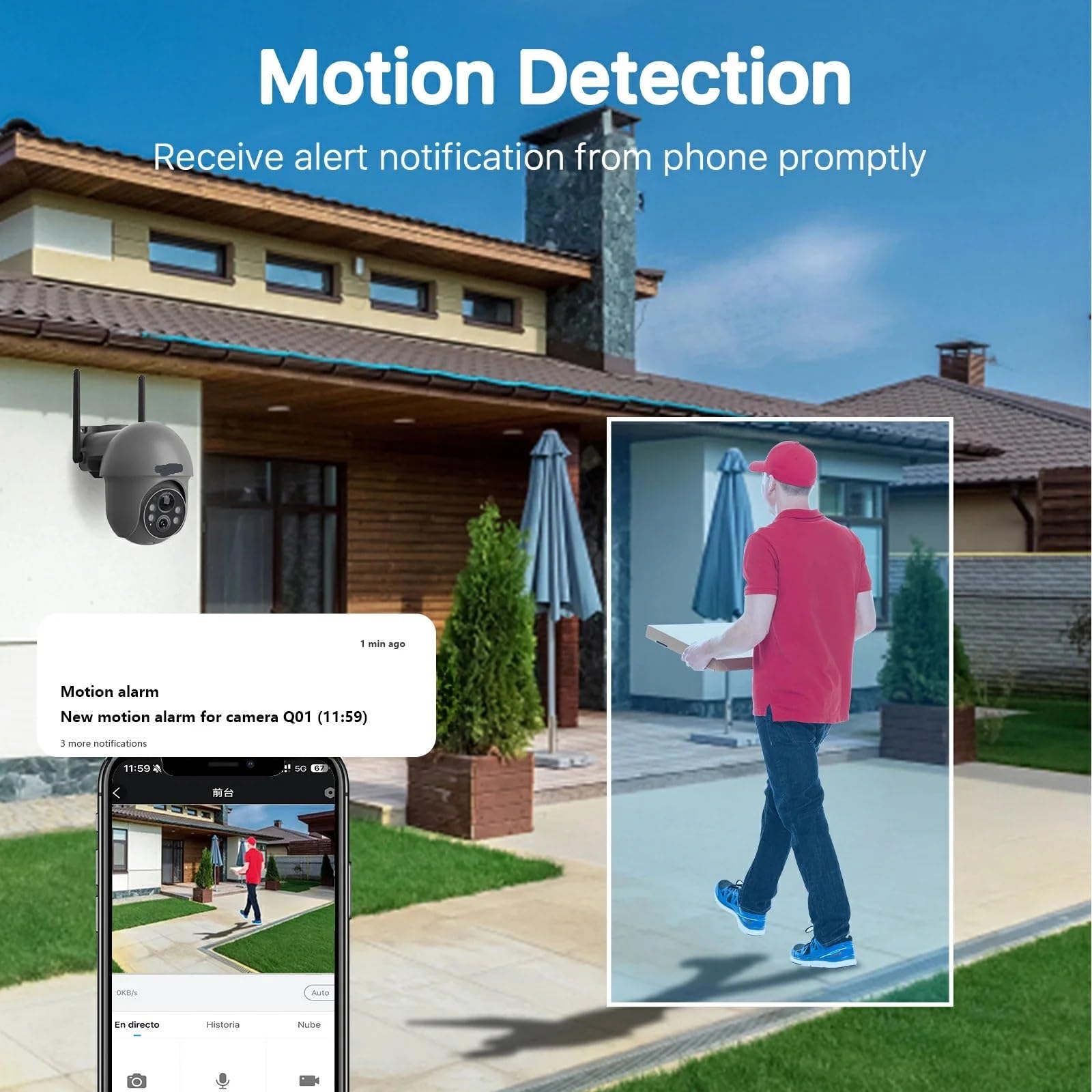 Telecamera di sicurezza esterna WiFi solare da 5 MP