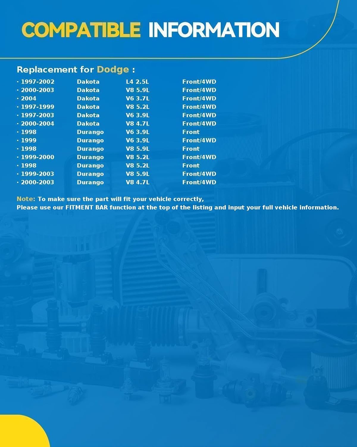PHILTOP Front Wheel Hub Bearing for 1997-2004 Dakota, 1998-2003 Durango, 515007 Hub Assembly 6 Lugs No ABS