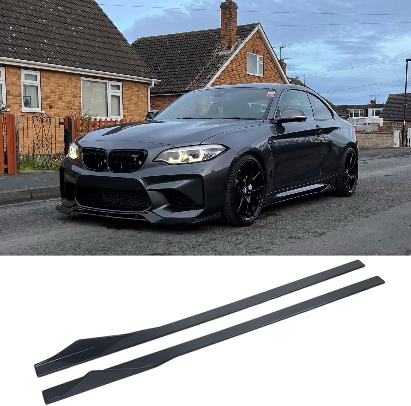 Kinautex Gloss Black Side Skirt Lip Splitter for BMW F22 230i M2 F87
