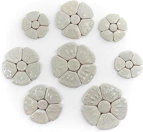 Azulejos de mosaico de cerámica esmaltada para manualidades, azulejos de mosaico de porcelana de flores de 7.37 oz para manualidades, azulejos de