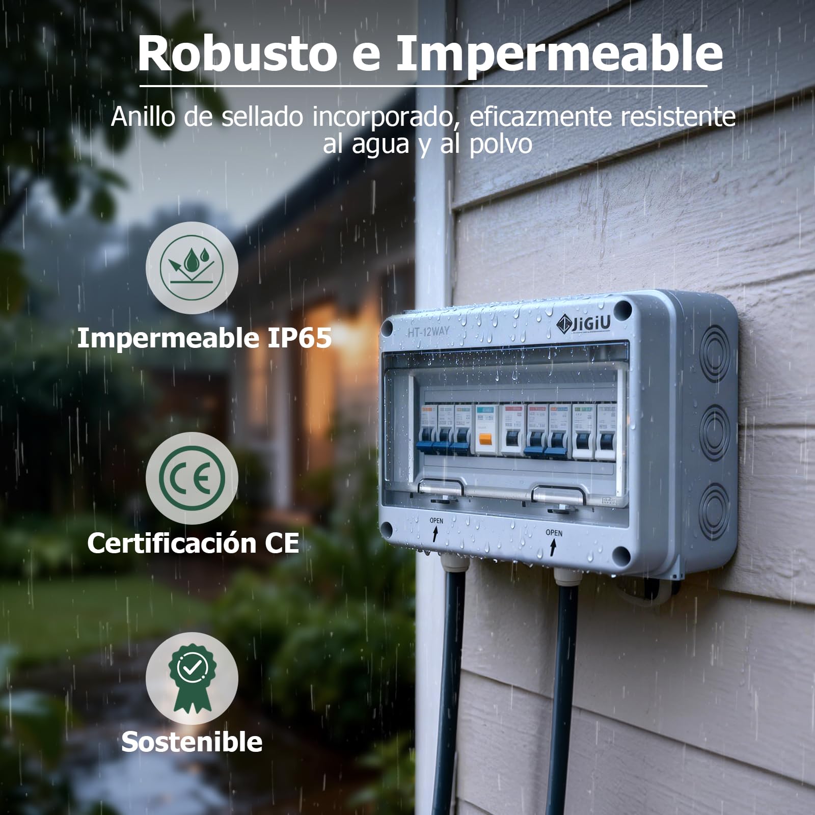 JiGiU Caja de Distribución de 12 Módulos, Caja de Fusibles Empotrada IP65, Carcasa Impermeable y Resistente a la Humedad Material ABSpara para Jardines, Columnas de Carga (255 * 200 * 110mm)