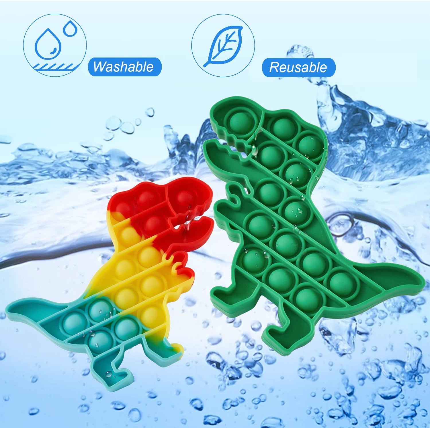 4 Pack Pop Fidget Toys. Push It Bubble Popping Sensory Toys for Kids Teens & Adults, Squeeze Silicone Poppers Relieve Anxiety Stress, Kemoxan Mini Poppet Gifts with Poppop Sound -Small Dinosaurs