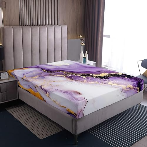 Miniatura 5 de Erosebridal Juego de sábanas de acuarela de mármol abstracto, tamaño individual, juego de sábanas con patrón de piedra, juego de cama de mármol con