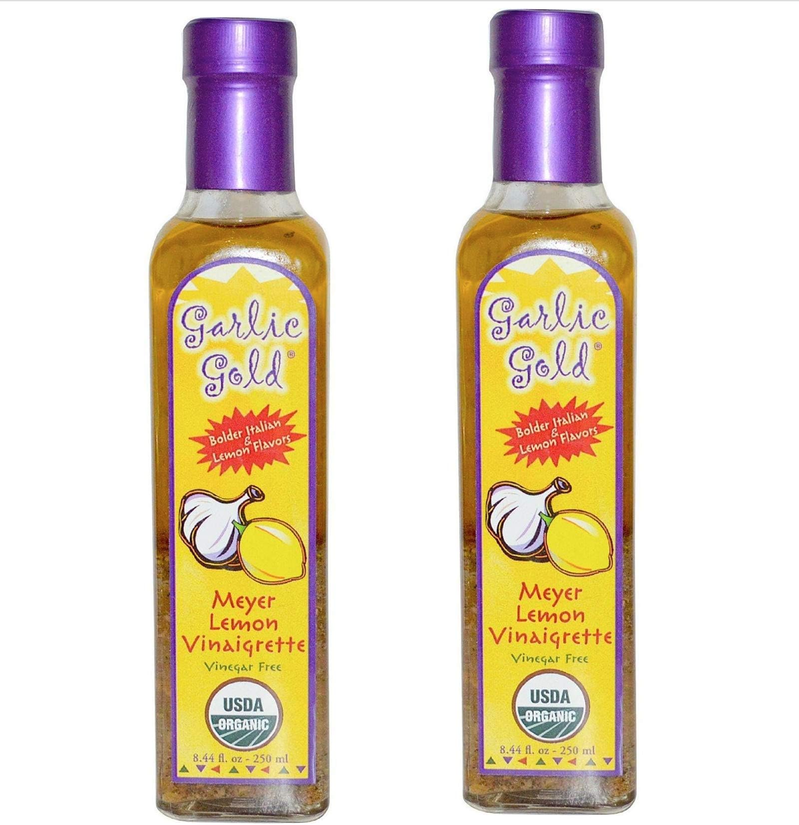 Meyer Lemon & Extra Virgin Olive Oil Vinaigrette Salad Dressing, Perfect for Salads, Dips & Marinades, Gluten-Free, No Added Sugar KETO & Paleo friendly, glass bottle(8.44 Fl Oz, 2 Pack)