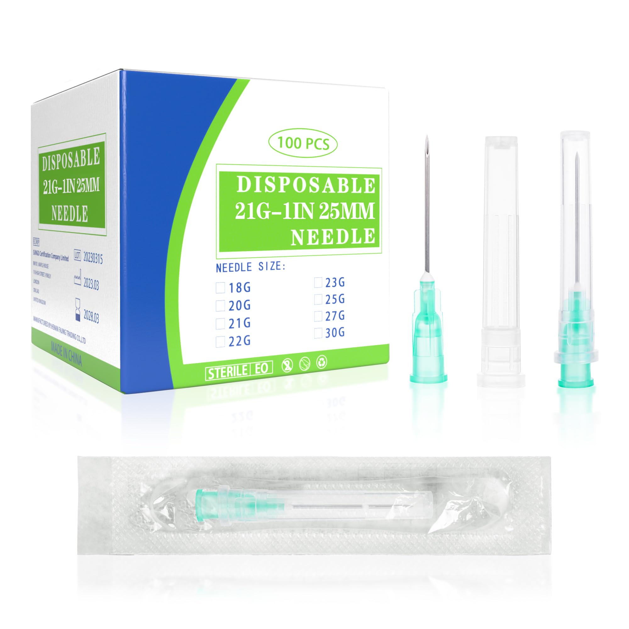 100 Pack 34 Gauge 5/32 Inch Needle, Sterile Luer Lock Needle for Scientific Lab and Industrial Dispensing with Cap, Disposable Individual Package — Amazon image 17