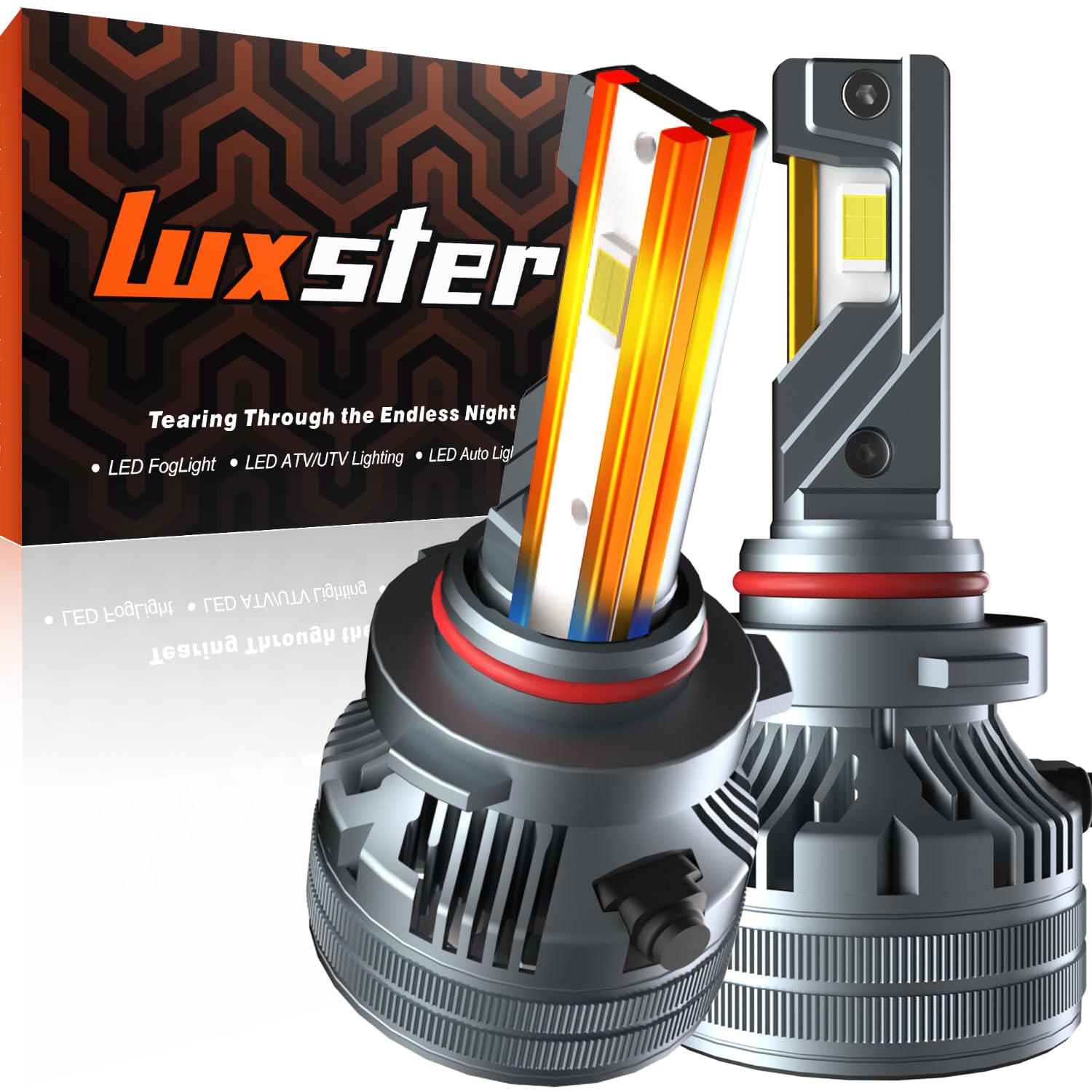 LUXSTER Punisher 9006 HB4 LED Bulbs, 60000LM Ultra Bright, Triple Copper Pipes Cooling Tech(Unique), Plug-N-Play Installation, Foglight Bulbs, 6000K Pure White, IP68 Waterproof, Pack of 2
