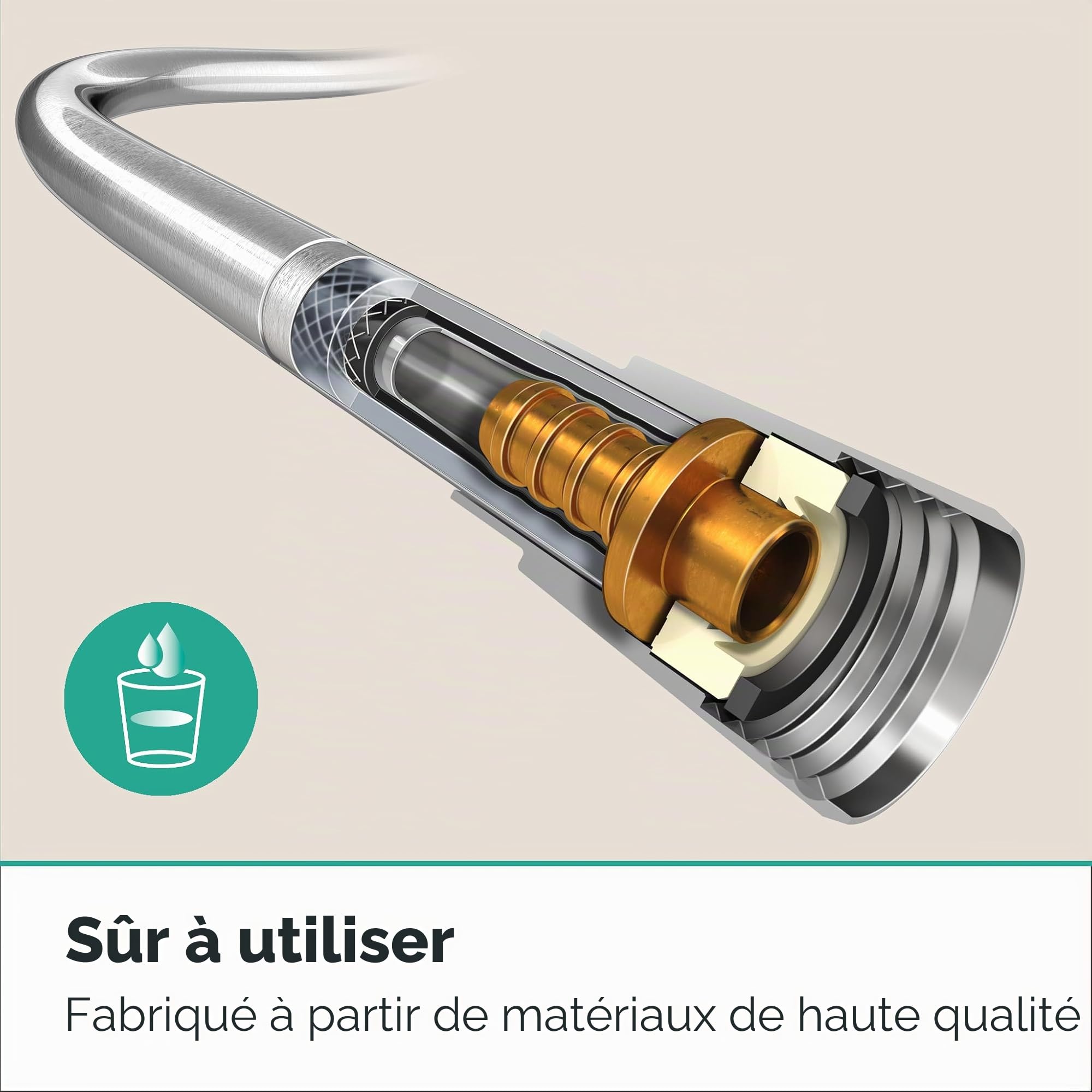 hansgrohe Isiflex - Flexible de douche universel 1,60 m, tuyau de douche avec protection anti-pliure et écrou tournant anti-torsion, avec joints d'étanchéité, Chromé, 28276000