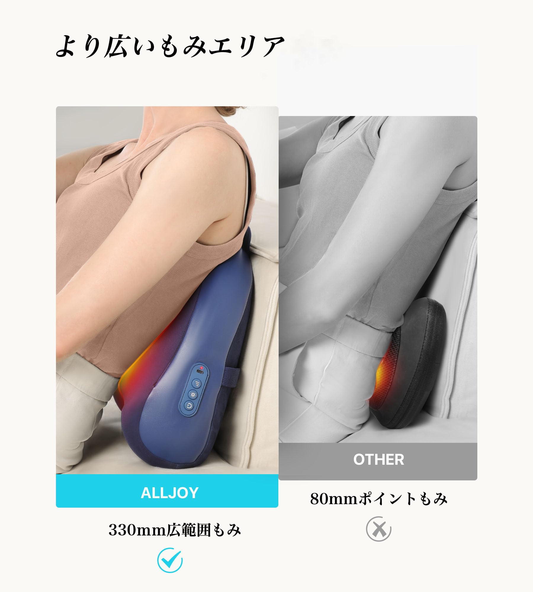 Amazon | ALLJOY 腰枕 ヒーター機能付き クッション 3段階強度調節 USB 