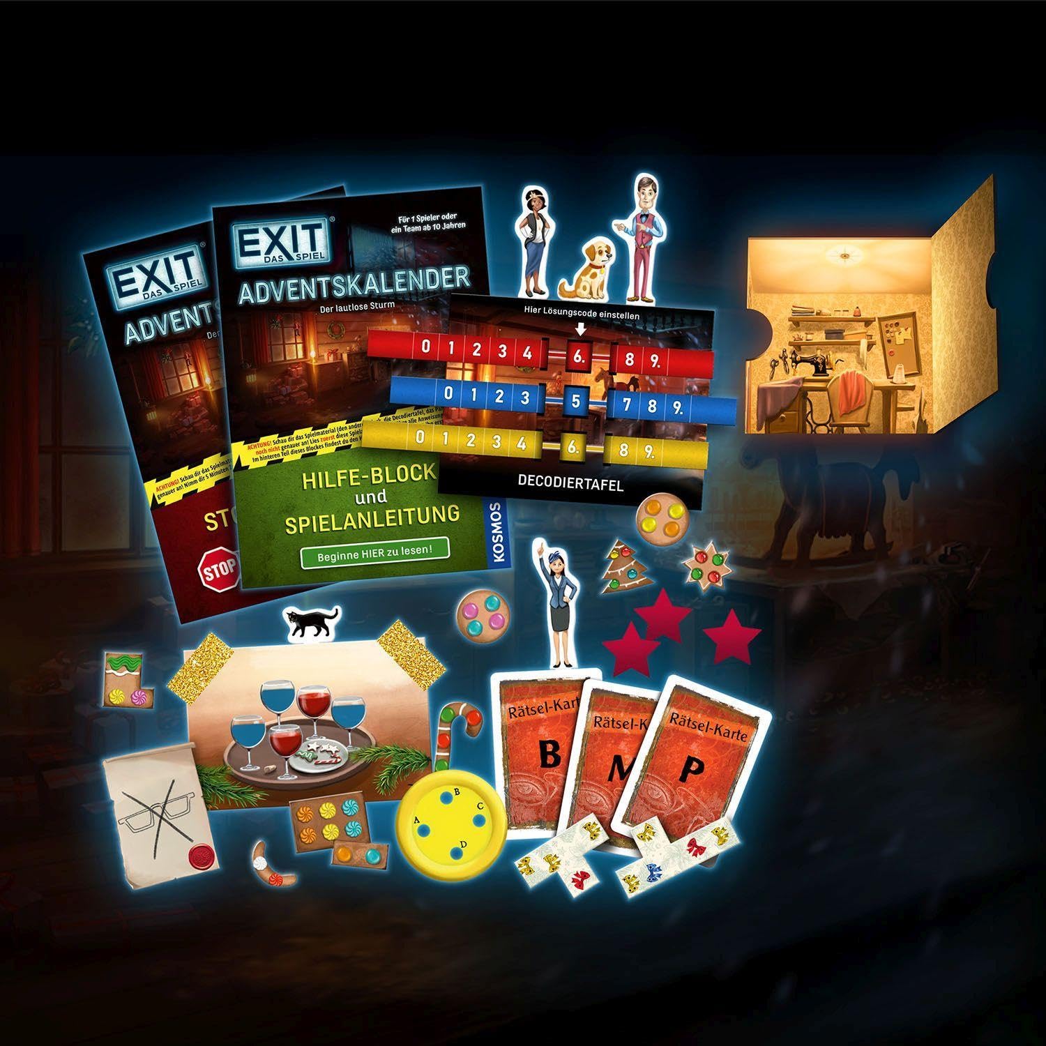 KOSMOS 683009 EXIT - Das Spiel Adventskalender, Der lautlose Sturm, mit 24 spannenden Rätseln ab 10 Jahren, Escape Room Spiel vor Weihnachten, für Kinder, Jugendliche und Erwachsene