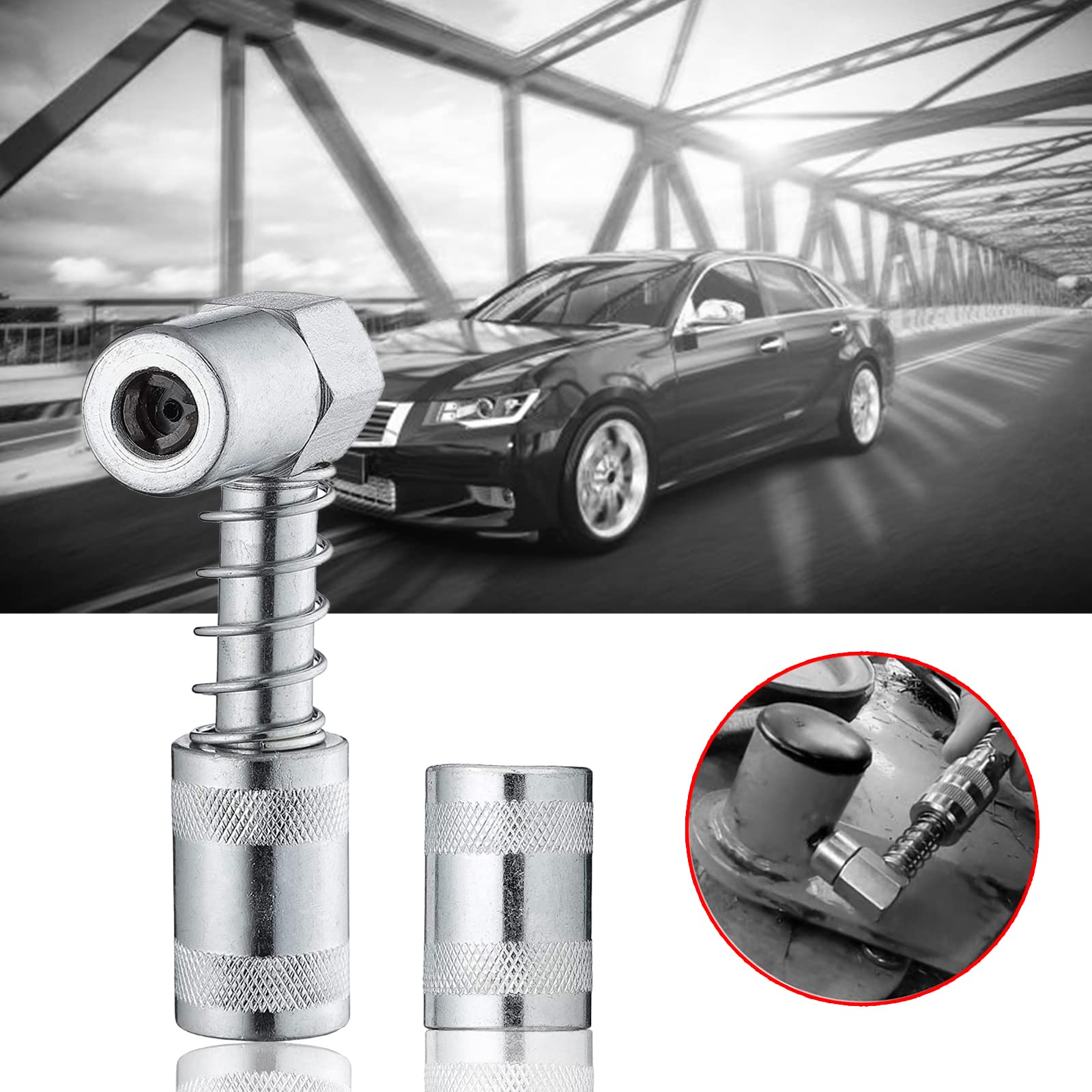 Adaptateur Pistolet à Graisse 90° - Acier Carbone - Pour Espaces Restreints, Voitures, Camions Et Machines