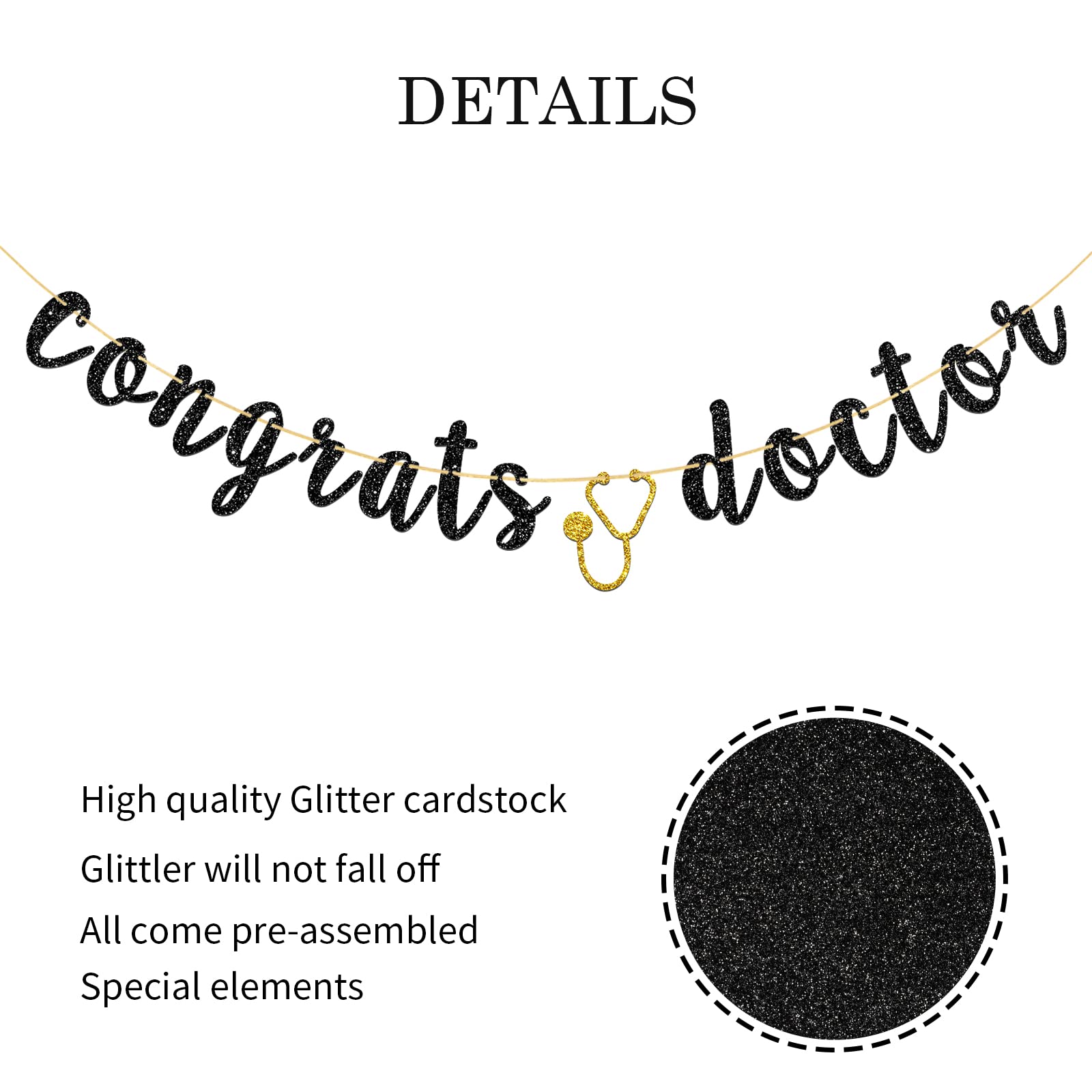 Congrats Doctor Banner Mit Glitzer – Party-Deko Für Abschluss, Arzt Oder Zahnarzt