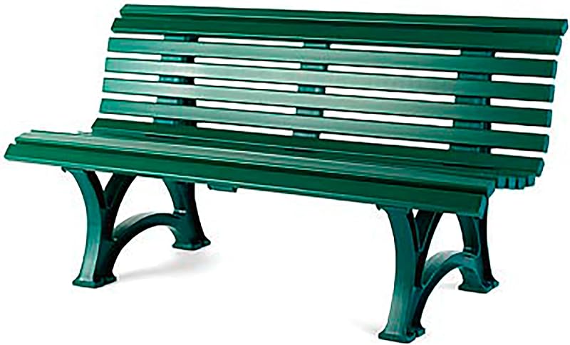 Weatherproof German PVC Outdoor Bench | 3-Seat | Holds Up to 500 lbs | Garden Patio Porch Park Deck | Steel and Resin (Green)
