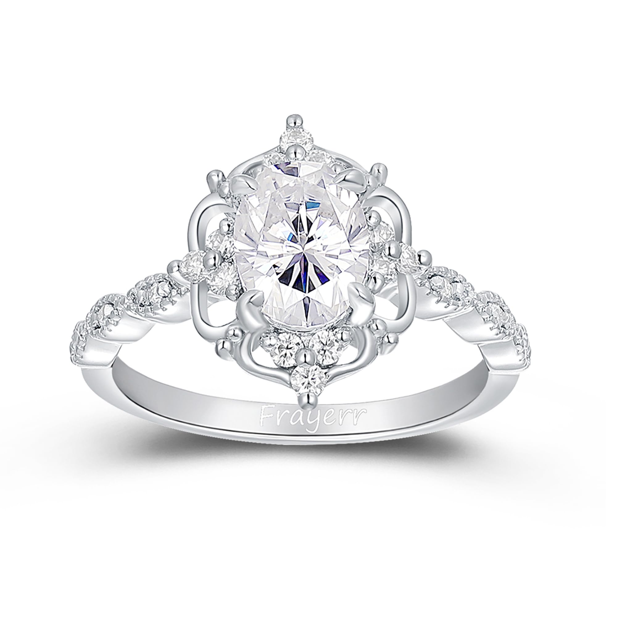 Frayerr Moissanite Bridal Wedding Rings for Women 925 Sterling Silver Plated Platinum Vintage Engagement Promise Rings for Her 1.50 CT VVS1 Size 4-9