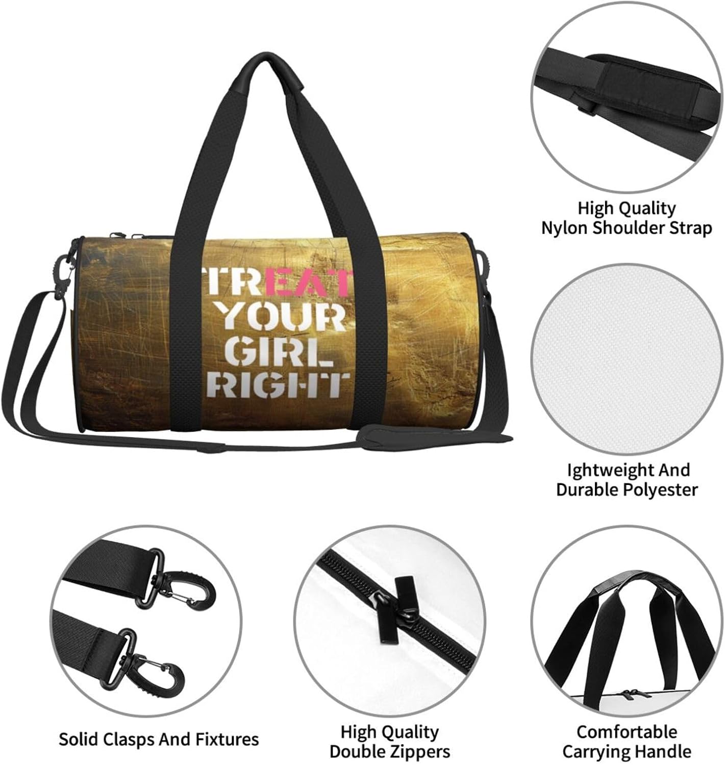 Treat Your Girl Right Duffel Bag Gym Bag Travel Sports Tote Large Foldable Beach Swim Yoga1