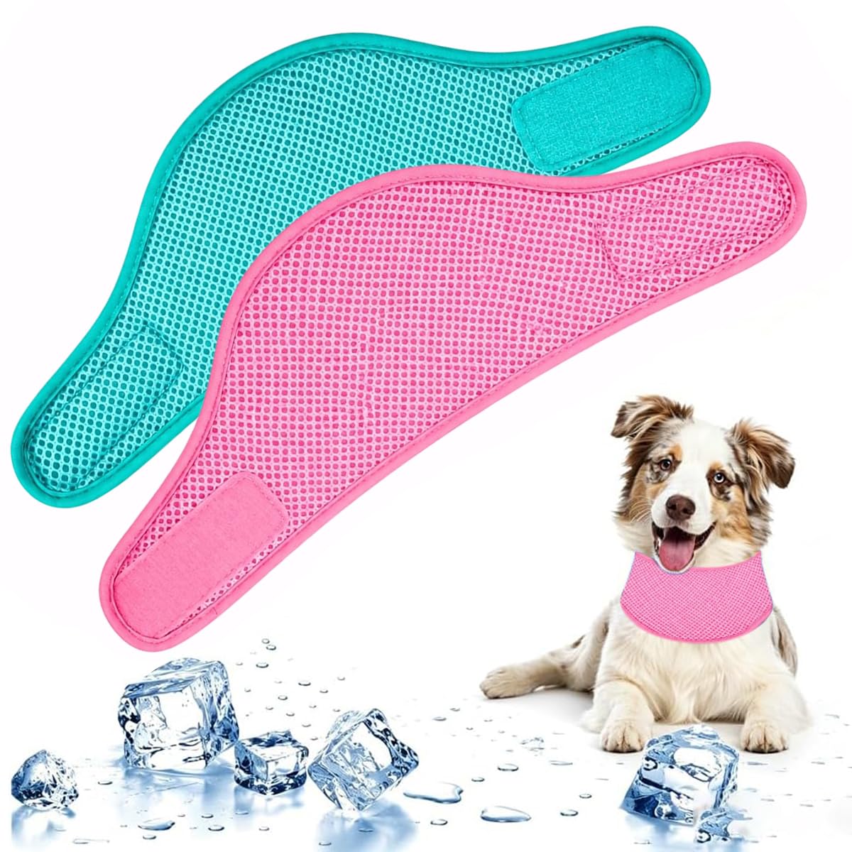 2Pcs Cooling Bandanas for Dogs Cats, Summer Pet Neckwear With Cool Touch Fabric, Perfect For Daily Walking, Training, Travel And Outdoor Activities - L Size