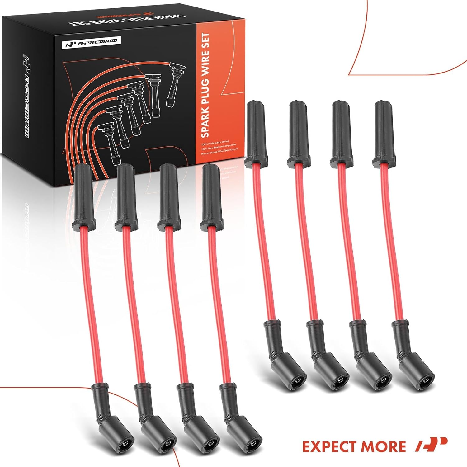 A-Premium Ignition Spark Plug Wires Set of 8 Compatible with Chevrolet Camaro 1998-2002, Corvette 1997-2004 & Pontiac Firebird 1998-2002, 5.7L
