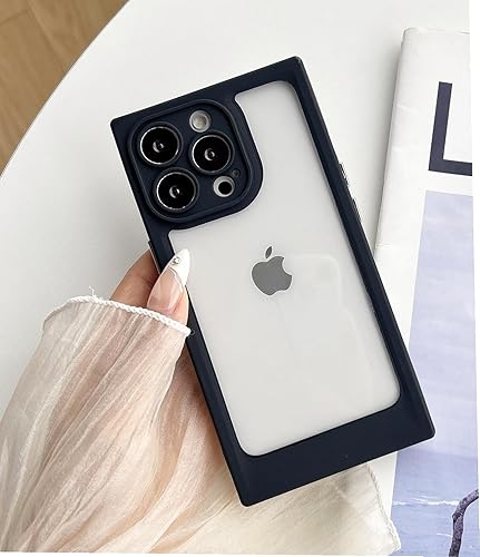 YTanazing Funda cuadrada compatible con iPhone 13 con protección completa de la cámara, diseño de parte trasera de policarbonato duro con borde