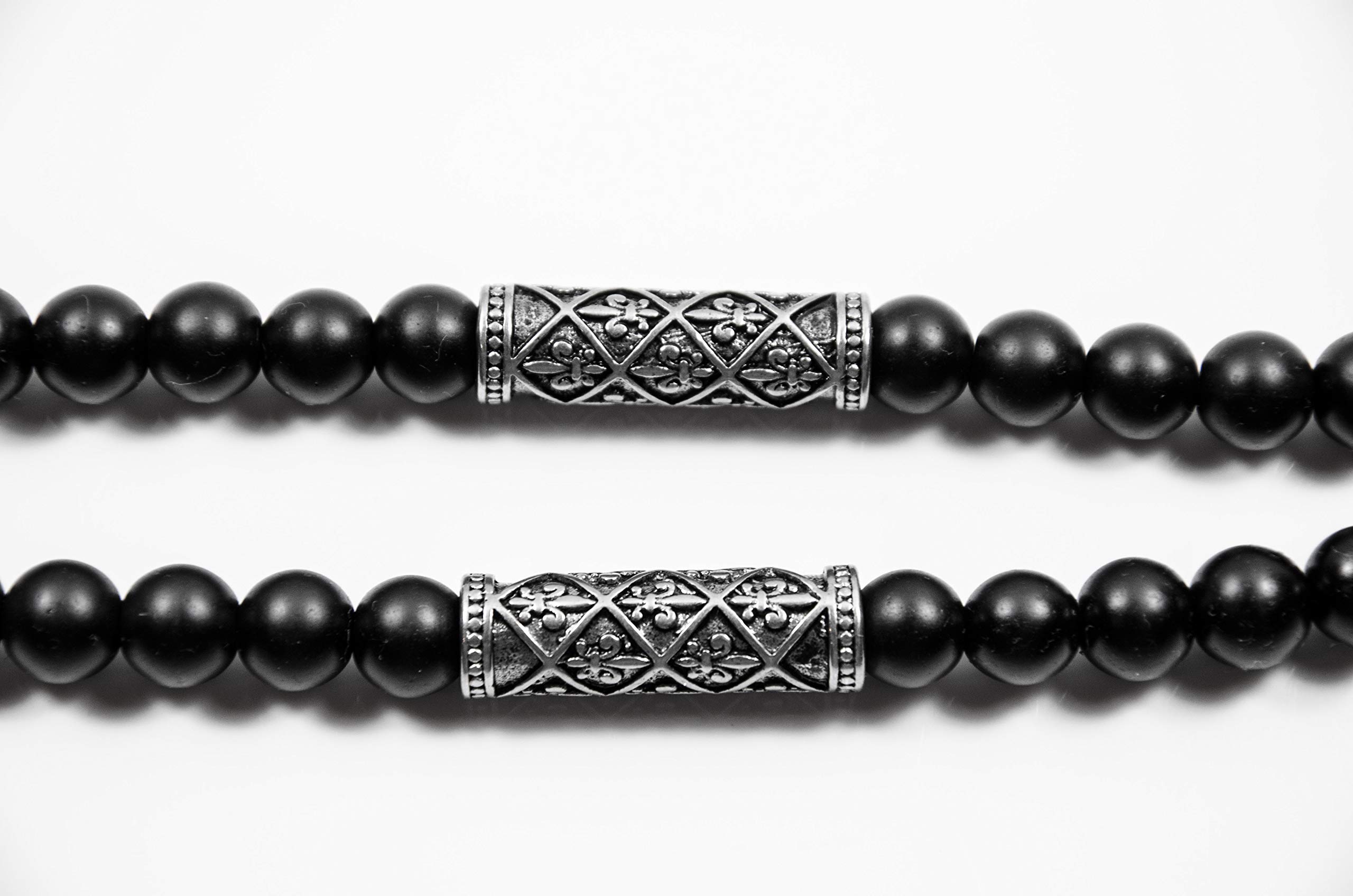 Herren Männer Halskette Y Kette Rosenkranz aus Onxy Schwarz Handmade Geschenke (80)