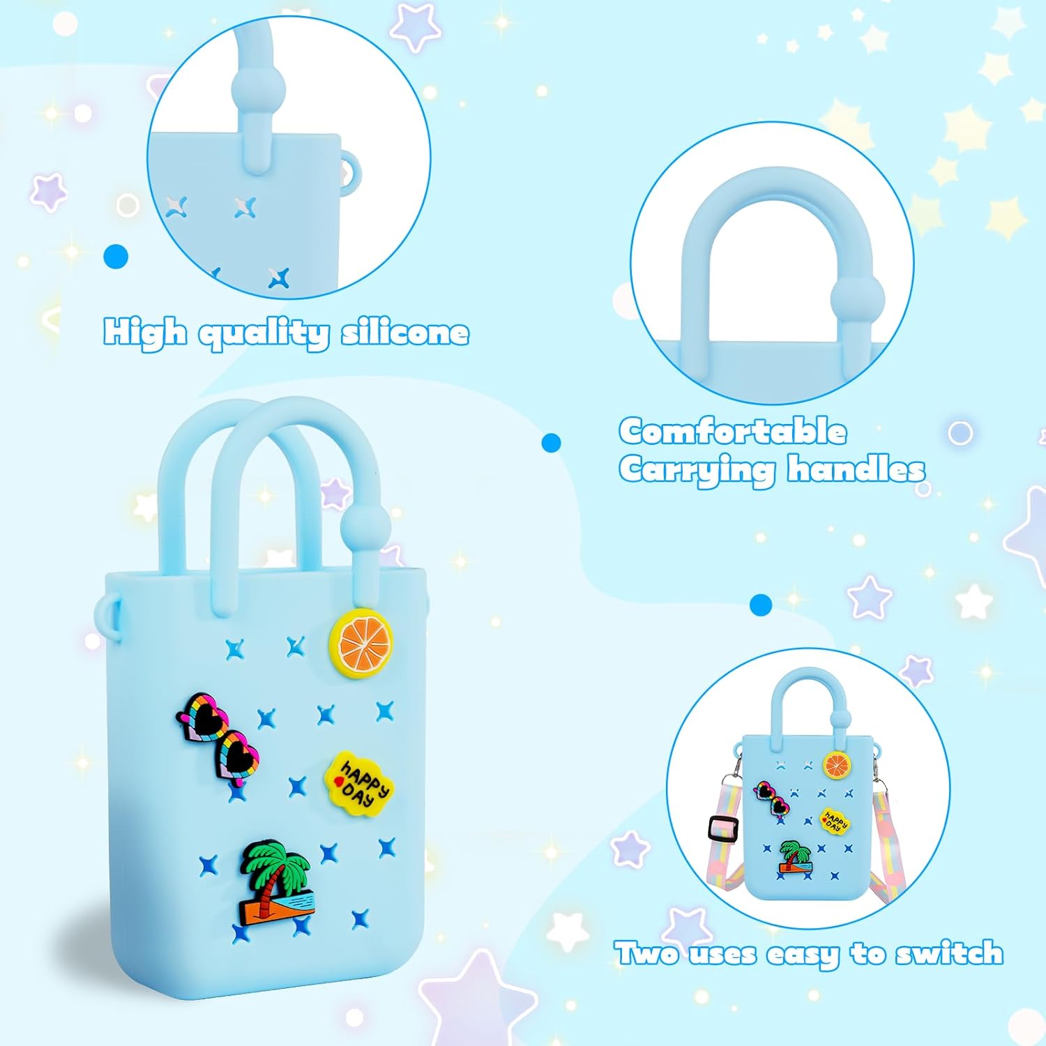 Silicone Hole Handbag Toddler Purse With Adjustable Shoulder Strap Can Be Diy Decoration, Girls Birthday Gift - Image 3