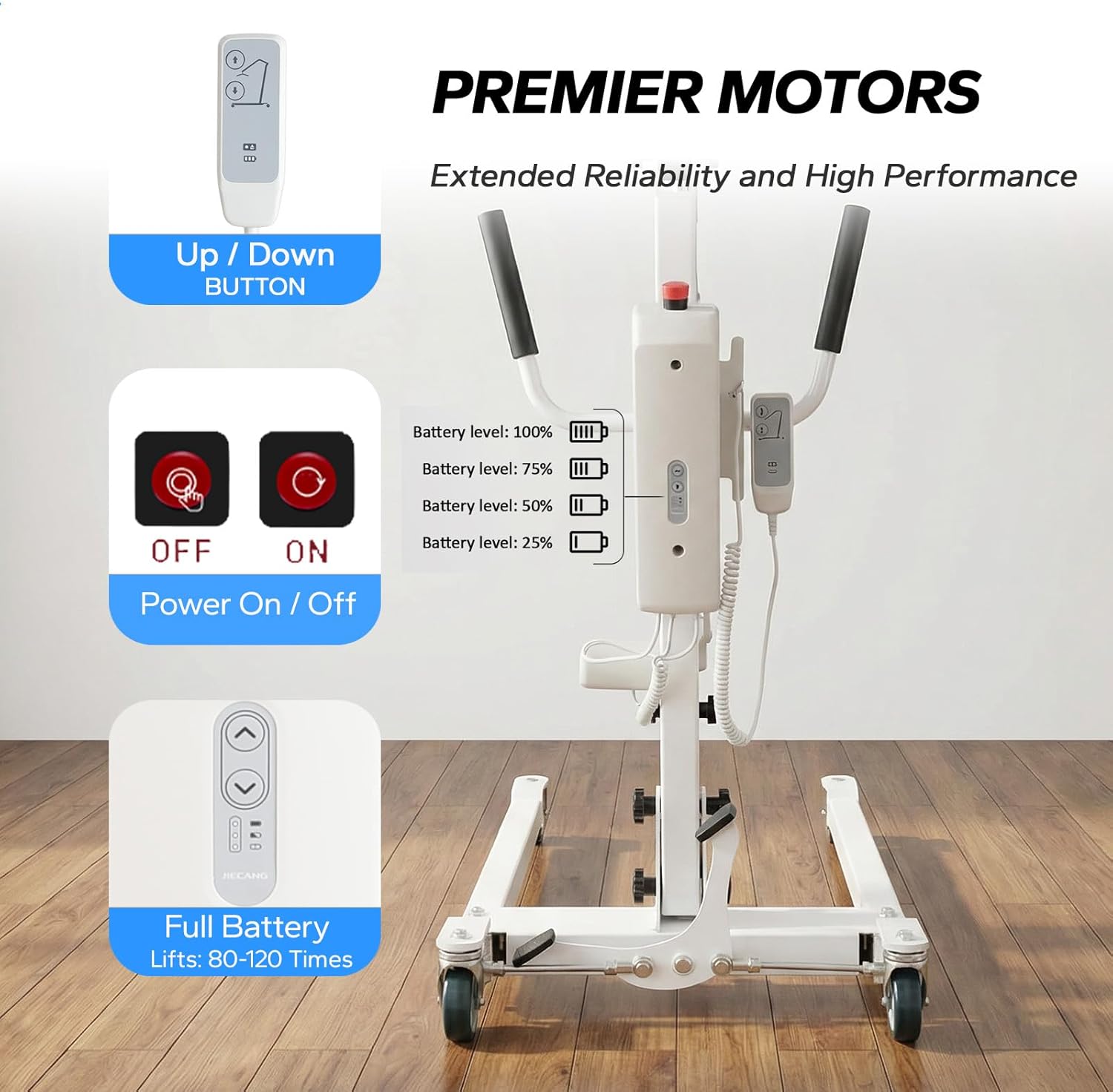 Electric Patient Lift with Commode Sling-500lbs Electric Body Transfer Lift for Home/Hospital/Healthcare, 8000N Powerful Motor for Full/Partial Paralysis, Mobility Aid for Disabled Bedridden