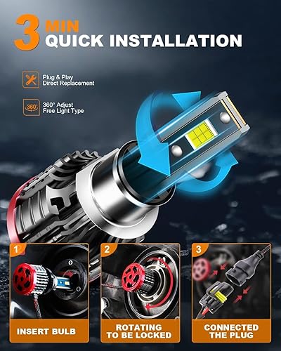 Miniatura 6 de Bombillas LED H1, 80 W, 16000 lúmenes brillantes, luz antiniebla LED blanca fría de 6500 K, reemplazo halógeno IP68 impermeable, paquete de 2