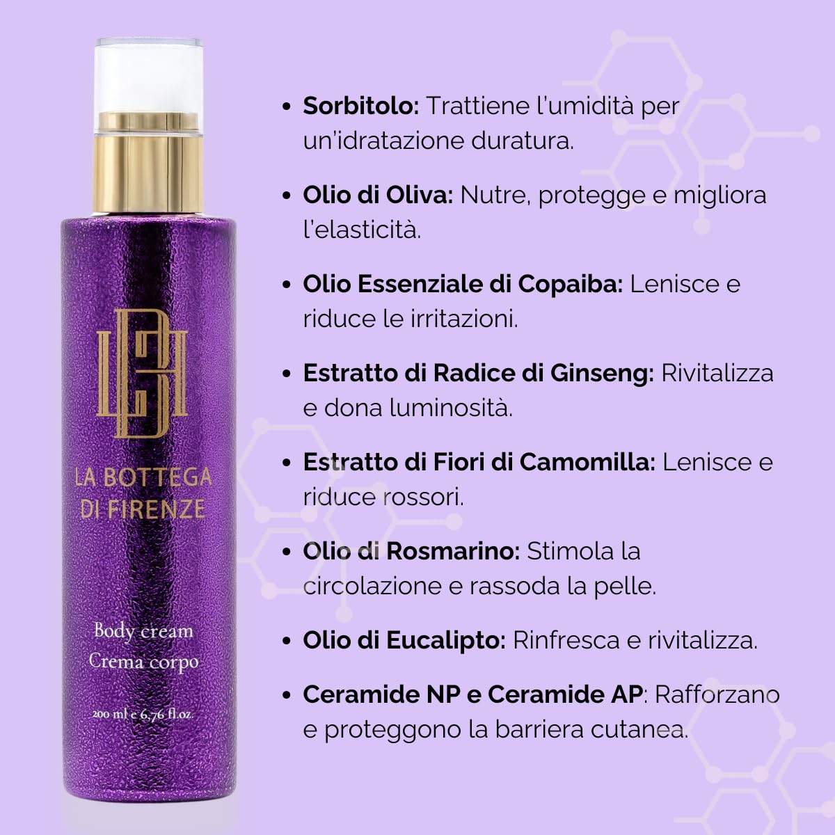La Bottega di Firenze Feuchtigkeitsspendende Körpercreme 200 ml – tiefe Feuchtigkeit und intensive Nährstoffe