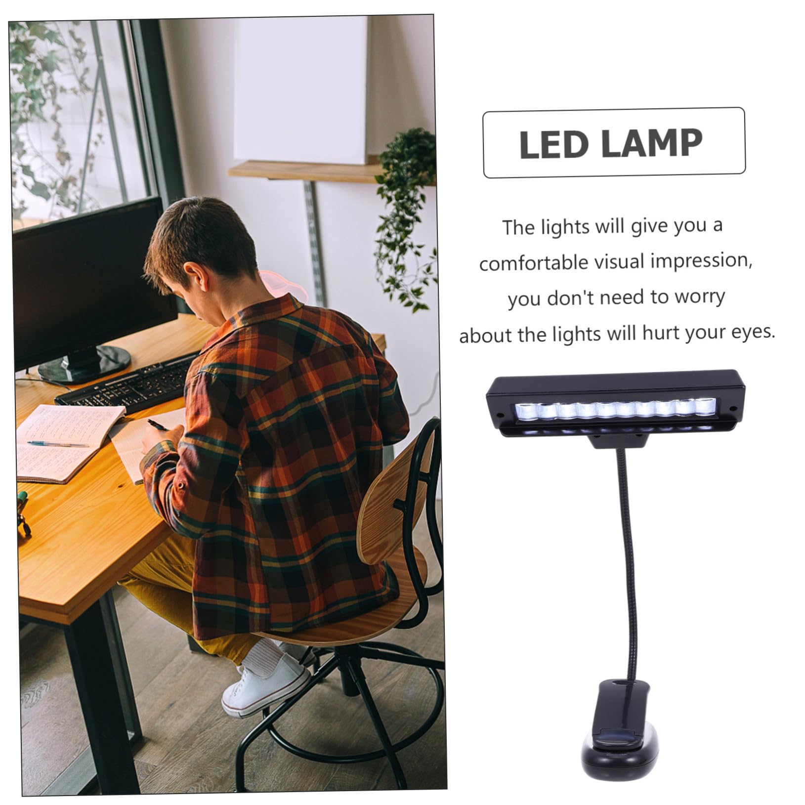 VICASKY 5 Pièces Lampe Clip LED pour Pupitre de Musique Réglable Lampe de Bureau Portable Protection des Yeux pour Étude Nocturne