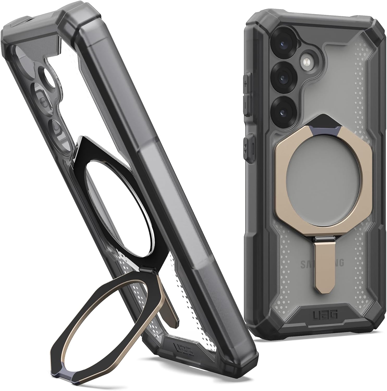 URBAN ARMOR GEAR UAG for Samsung Galaxy S25 Case 6.2" with Kickstand Plasma XTE - Compatible with Magnetic Charging Transparent Rugged Military Drop Tested Protective Cover, Ash/Titanium