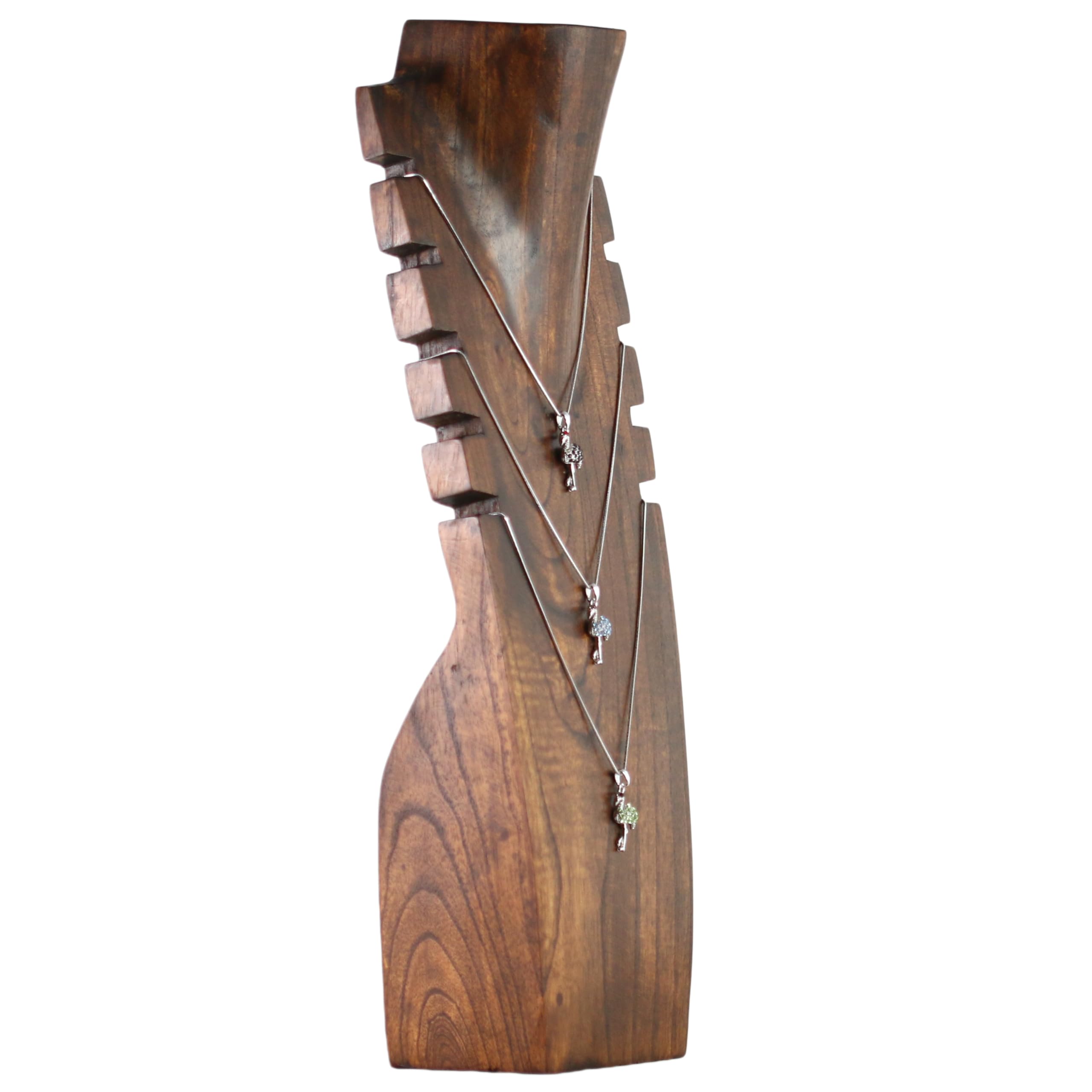 Handgefertigte Schmuckbüste aus Holz 40 cm – Kettenständer & Kettendisplay für mehrere Halsketten – Massiv, stabil– Ideal für Messe, Laden, Schaufenster & Zuhause (Braun)