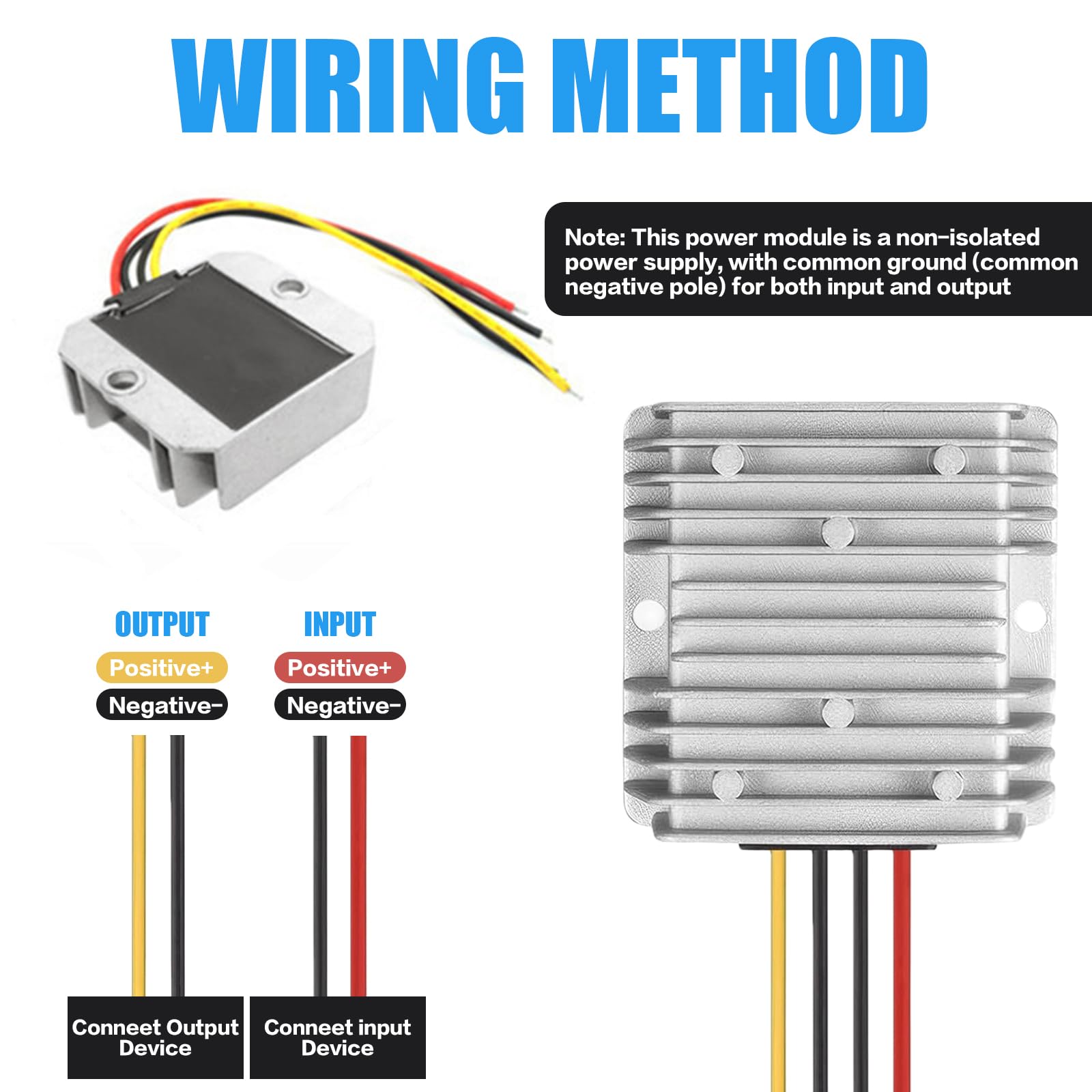 Przetwornica napięcia DC 8 V-40 V na 12 V 5 A 60 W, automatyczny regulator napięcia Step Up Down DC, wodoszczelność IP68, stabilizator napięcia 12 V i ogranicznik napięcia do silnika wentylatora