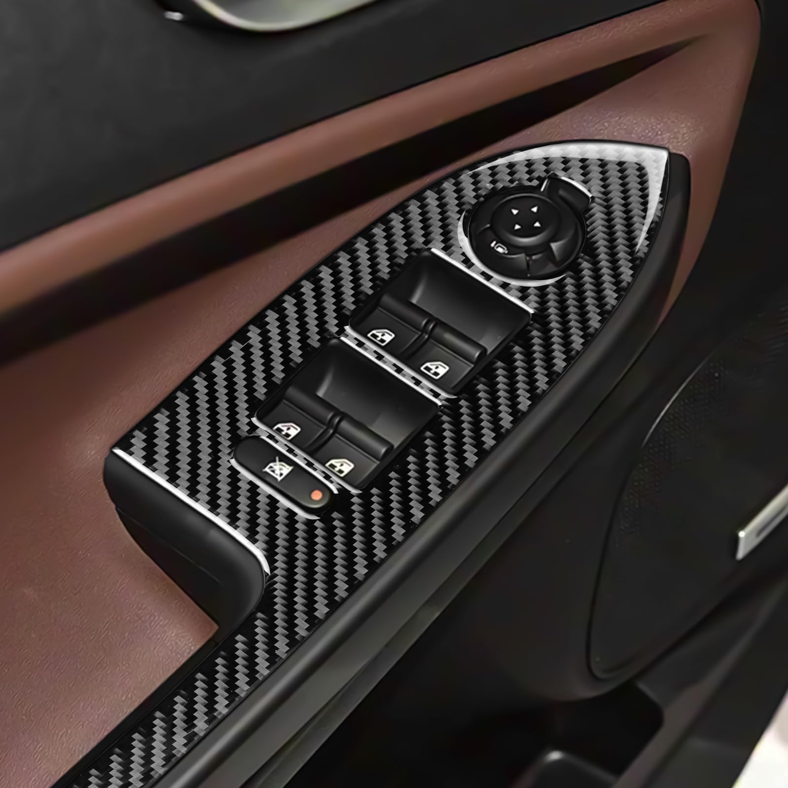 KUNGKIC Per Alfa Romeo Giulietta 940 2010-2021 Pannello di controllo auto in fibra di carbonio vetro finestra interruttore di sollevamento console adesivo decorativo accessorio interno (nero)