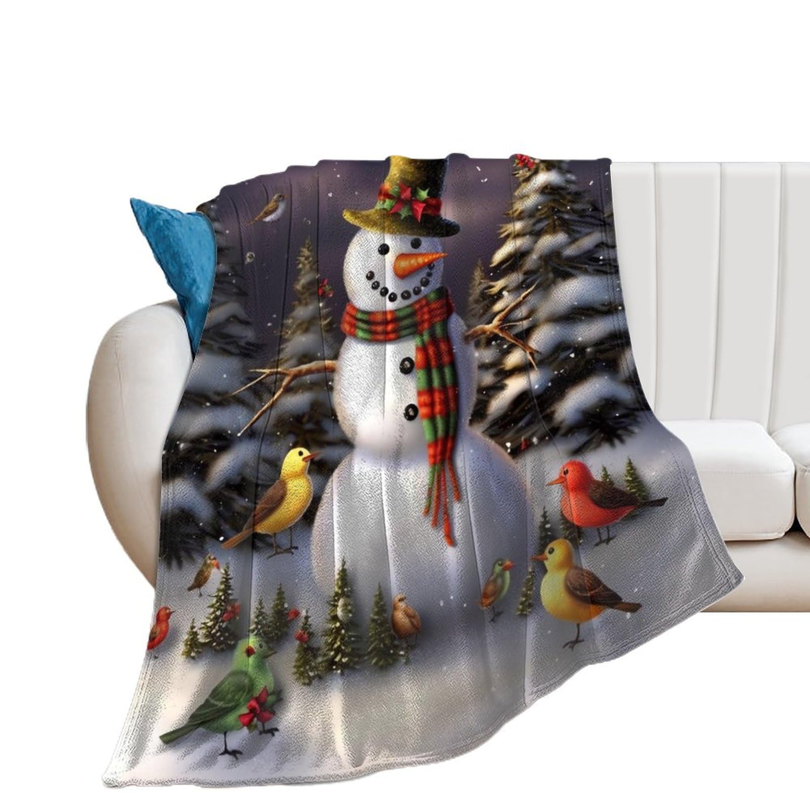 Couverture en flanelle de Noël 130x150cm légère et douce pour canapé et voyage