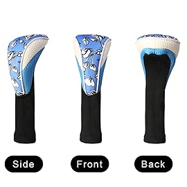Black Golf Club Head Cover for Driver Fairway 3 Pcs Woods Headcovers, Golf Accessories Hybrid Head Covers Set with Interchangeable Tags 3 4 5 7 X