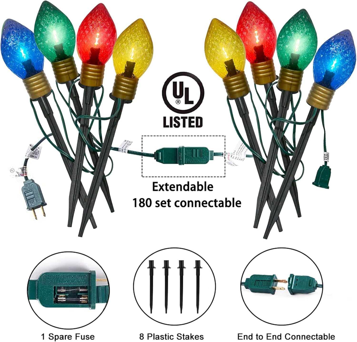 Abeja C9 Christmas Multicolor Pathway Lights, 14Ft Outdoor Pathway
