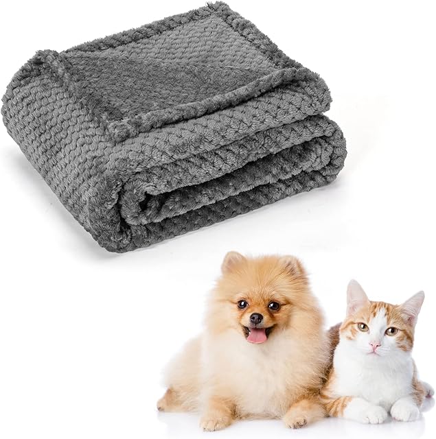 Nobleza Dog Blanket 80x80cm Fluffy Fleece Pet Blankets for Cat Puppy Washable Soft Warm Kitten Sleep Mat Bed Pad Grey