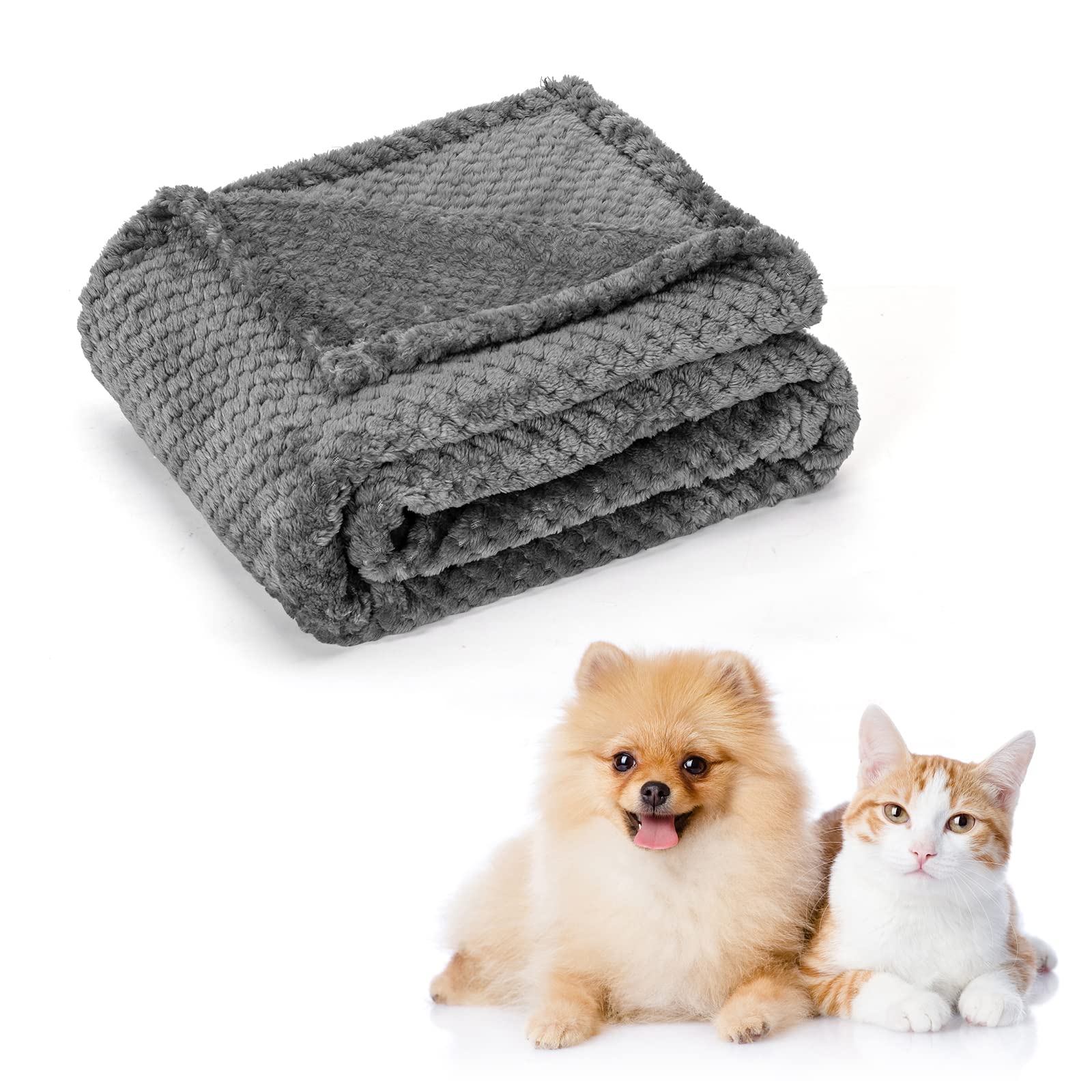 Nobleza Gray Dog Blanket 80X80cm Fluffy Fleece Pet Blankets For Cat Puppy Washable Soft Warm Kitten Sleep Mat Bed Pad Grey