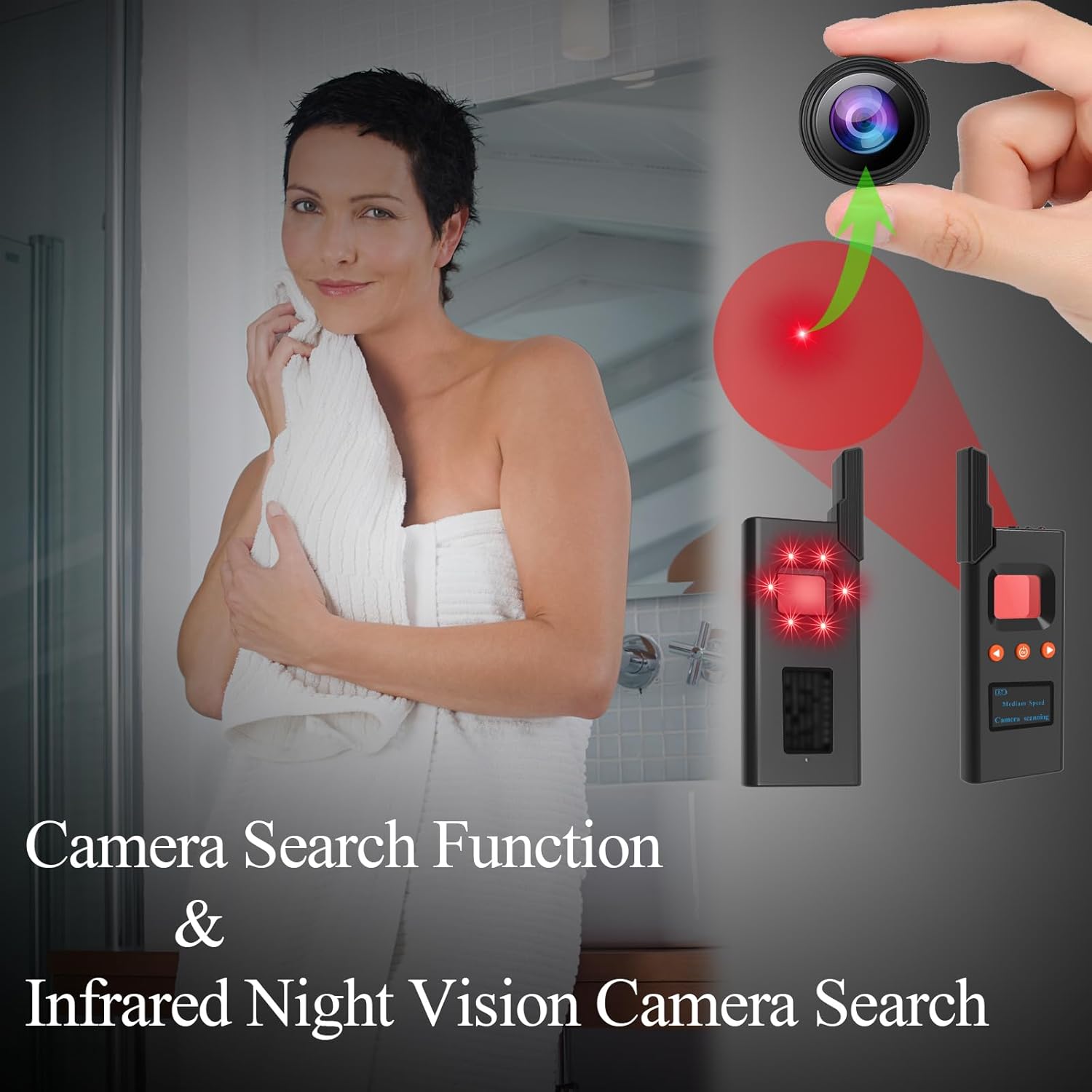 Hidden Camera Detector & RF Bug Finder, Portable GPS Tracker Detector and Bug Sweeper for Privacy Protection in Car, Hotel, Office, Home & Travel - Image 3