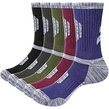 YUEDGE Mens Hiking Socks Moisture Wicking Mens Sock Cushioned Casual Athletic Sock Comfort Work Socks for Men, 5 Pairs