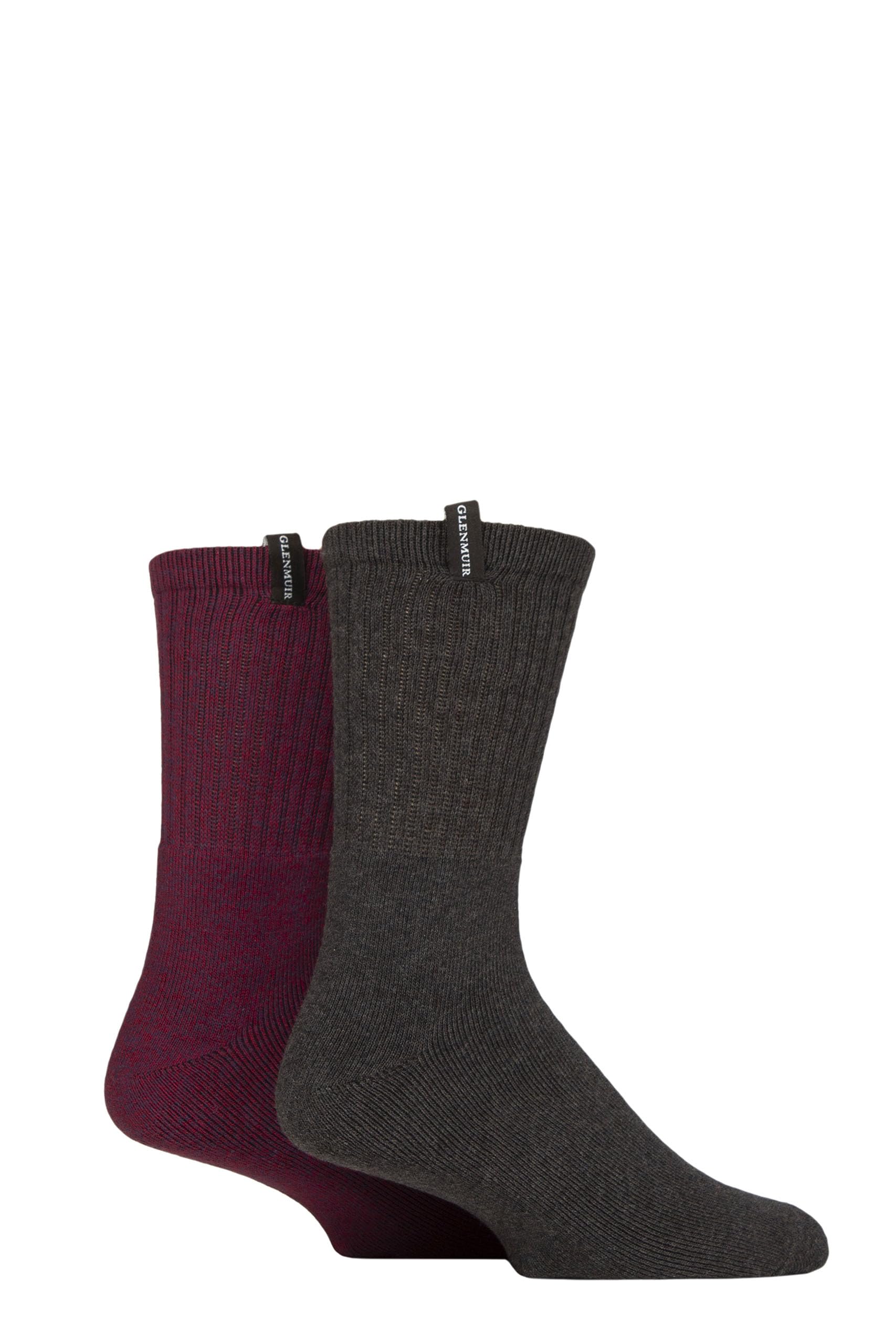Glenmuir Mens Classic Boot Socks Pack of 2 (UK, Numeric, 7, 11, Regular, Regular, Charcoal/Burgundy)