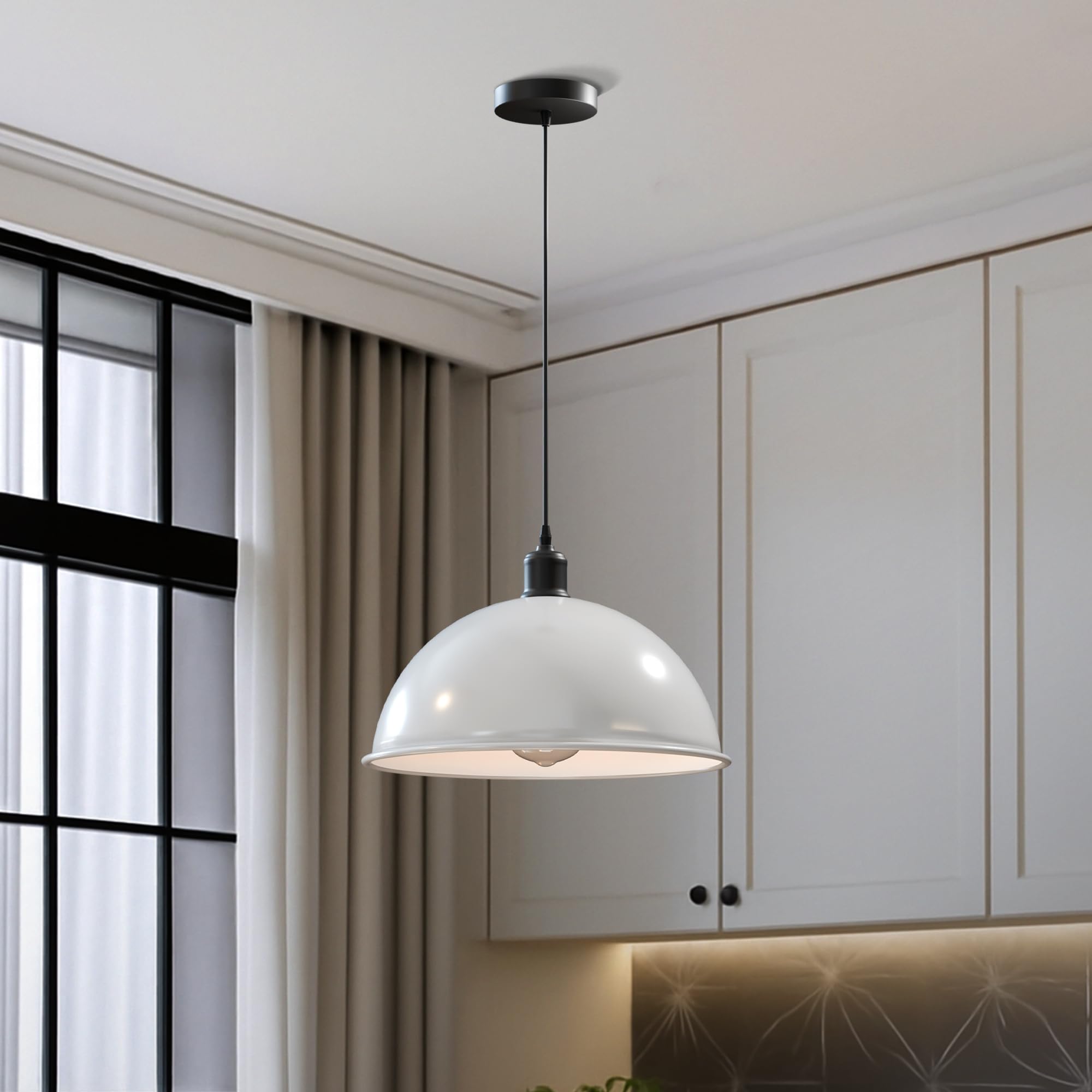 LEDSone Lampada a sospensione industriale da 29 cm, paralume in metallo giallo regolabile, cavo da 95 cm, E27, lampada a sospensione moderna da soffitto per cucina, sala da pranzo, bar