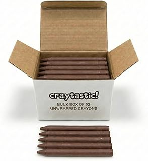 Craytastic! Bulk Unwrapped Crayons Box of 52 (Brown) for Crafting, Parties, Kids - Paperless Crayons, No Paper Wrapper - Safety Tested Compliant with ASTM D-4236