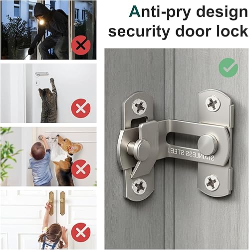 Miniatura 3 de 4 cerraduras de puerta de granero de 90 o 180 grados de acero inoxidable para puerta corrediza para granja, protege la privacidad, seguridad de