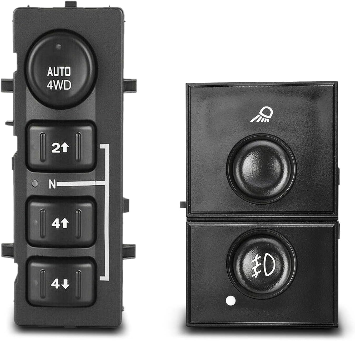 A-Premium 4x4 4WD Selector Switch & Fog Light Switch Compatible with Chevrolet Silverado 1500 2500 HD Tahoe Suburban GMC Sierra Yukon Cadillac 2-PC Set
