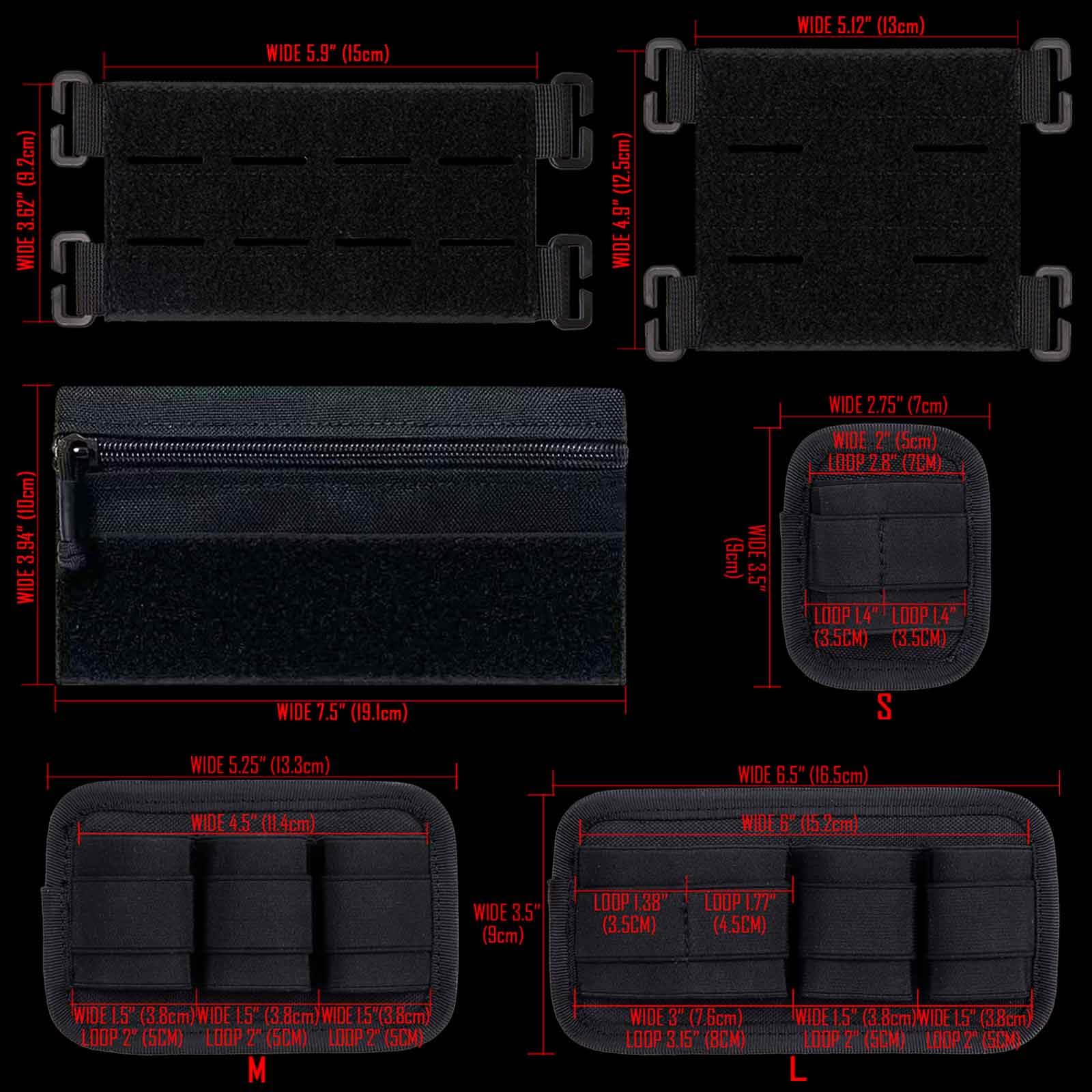 Tactical Bag Insert Modular Organizer Utility Admin Pouch Hook, Modular Elastic Loop Panel Organizers Pouch Insert Attachment with Hook Backed Fastener for Backpack Accessories