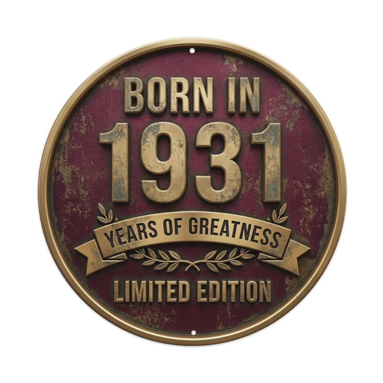 Okahys 8X8inch(20X20cm) Born In 1931 Years Of Greatness Year-Themed Birthday Gift Metal Tin Sign