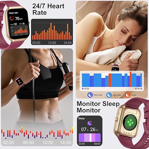 Miniatura 7 de Reloj inteligente para mujeres y hombres, reloj inteligente HD de 1.96 pulgadas (respuestahacer llamadas) con monitor de frecuencia